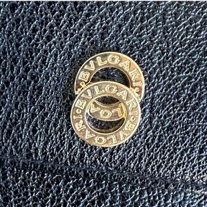 Bulgari Black Leather Wallet with Gold Accents